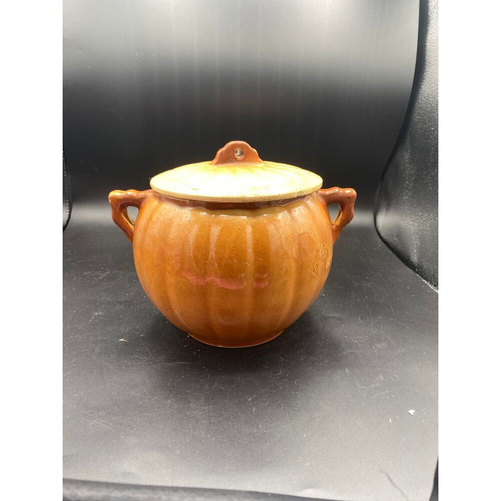 Vintage Peedee CA Pottery Soup Tureen With Lid Round Orange Brown - Picture 4 of 6